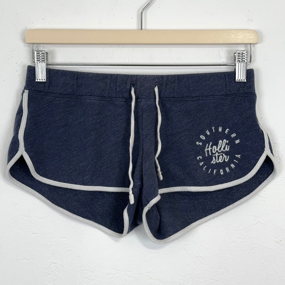 Hollister Womens Y2K Shorts XS Navy Blue Micro Sweat Low Rise Preppy Sporty Gym